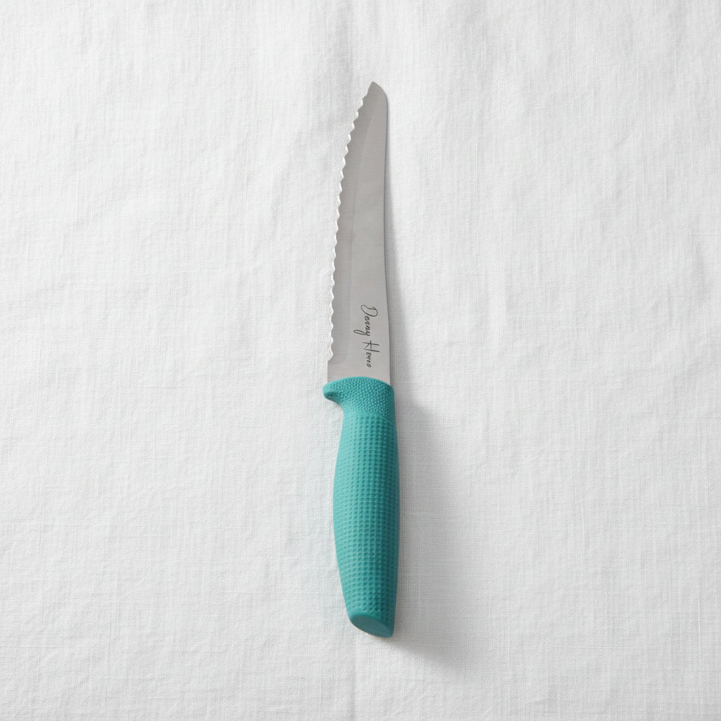 Sleek Modern Steel Bread Knife with Ergonomic Silicone Handle (33.5cm)