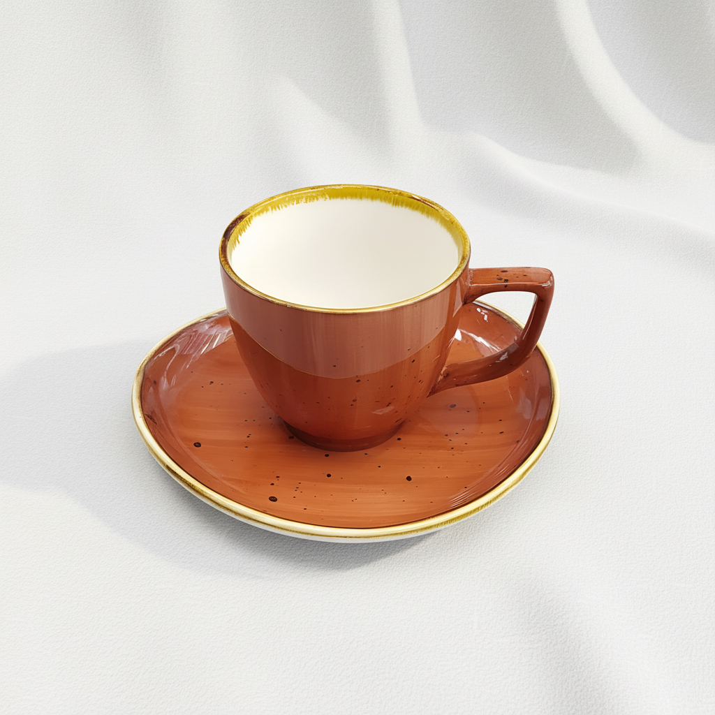 Aura Orange Poreclain Tea Cup W/Plate