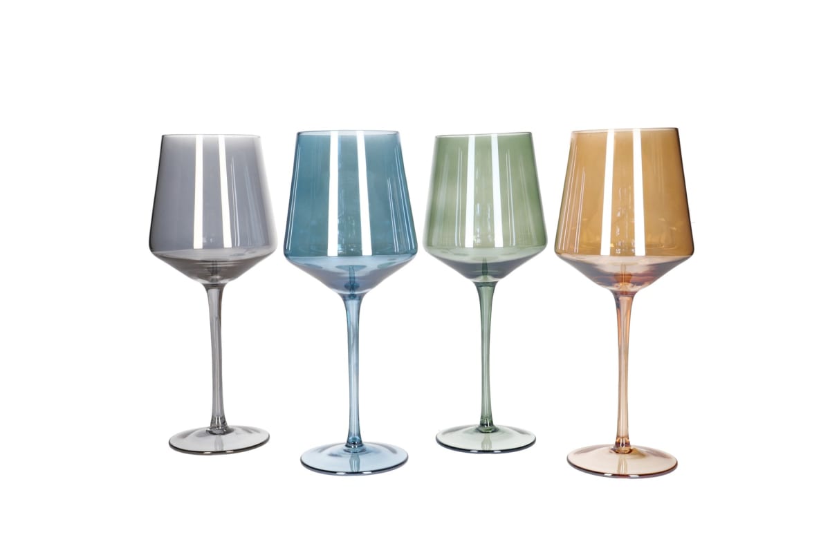Opulent Colored Crystal 4-Piece Juice Glasses Set (220ml-450ml, 22cm)