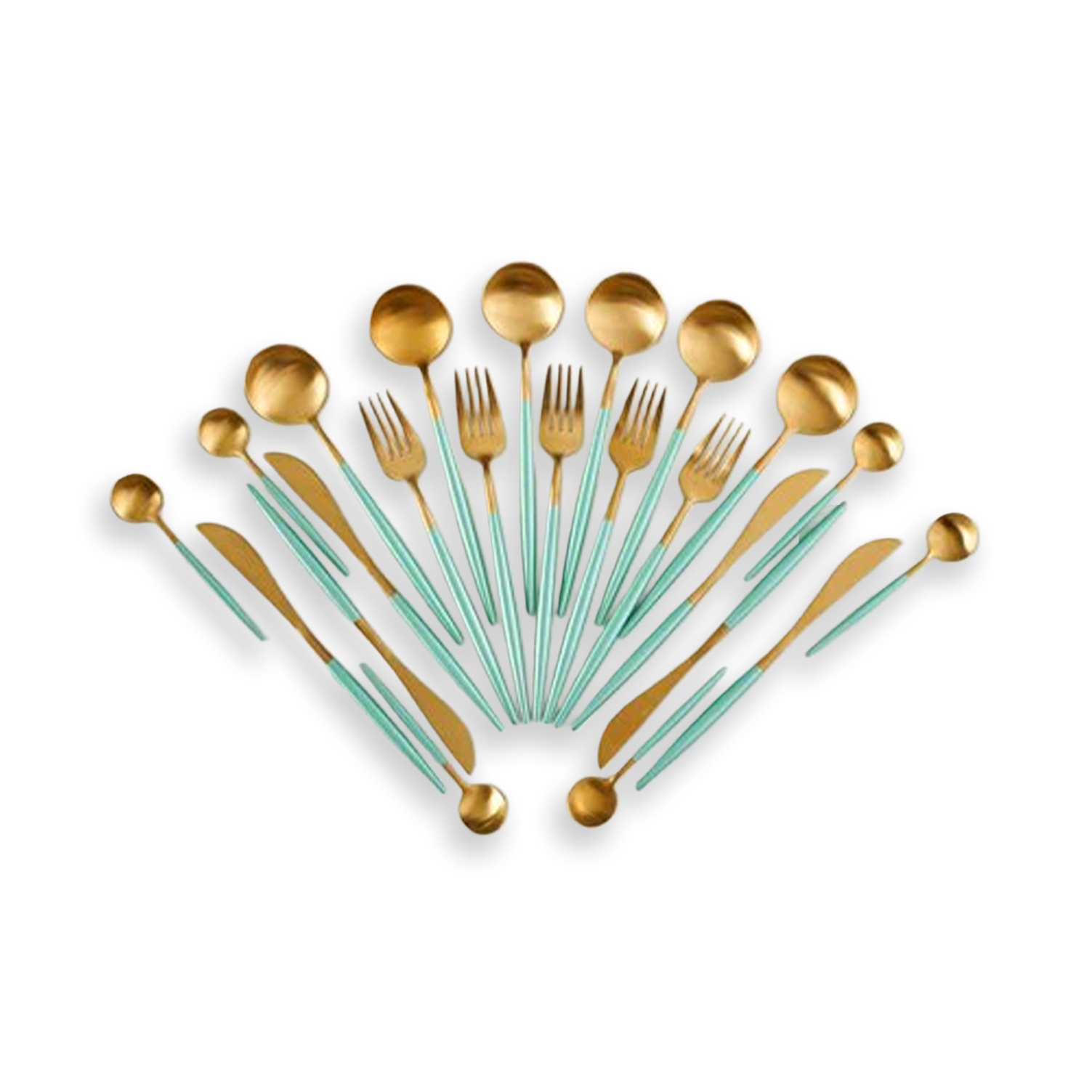 Green/Gold 4 Pcs Spoons Set
