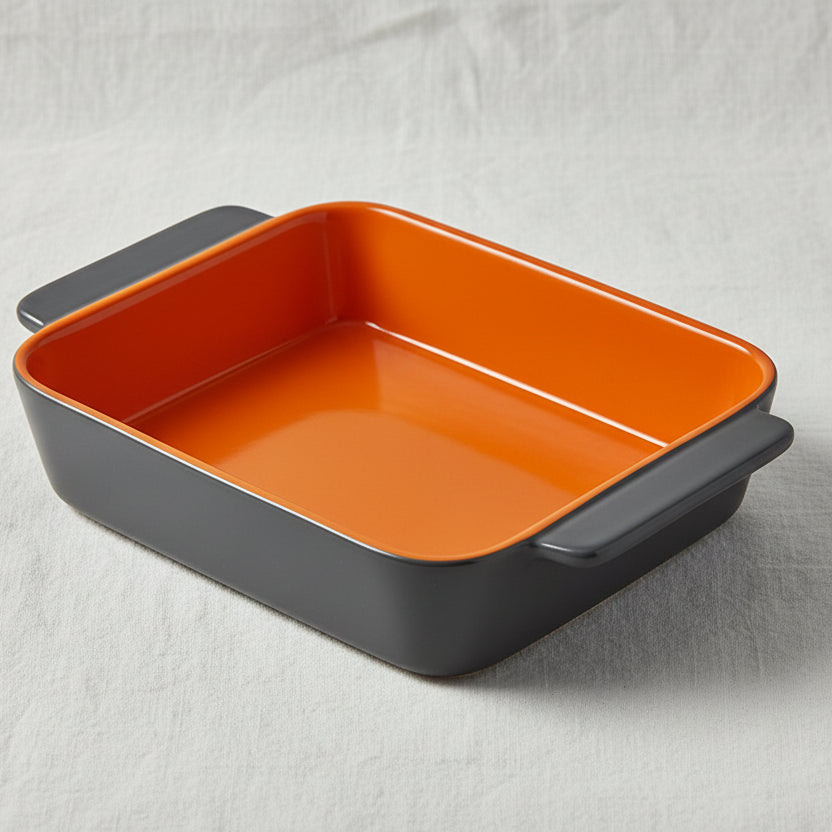 Porcelain Orange Rectangular Medium Tajine 30x17cm