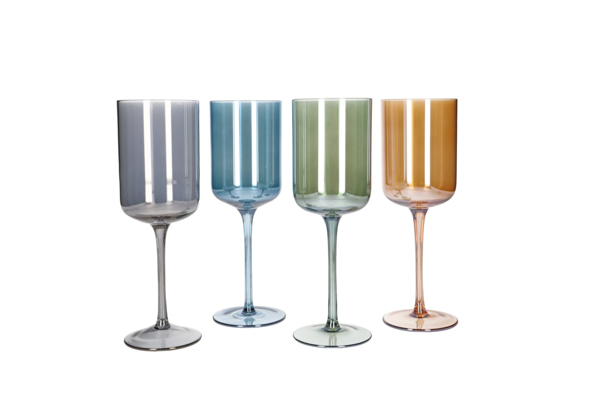 Opulent Vibrant Colored Crystal 4-Piece Juice & Cocktail Glass Set