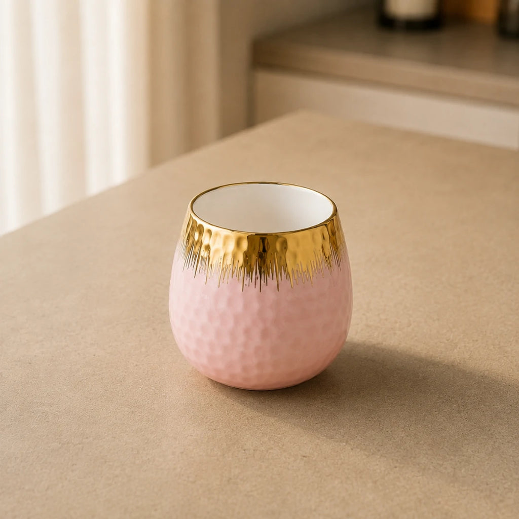 Charming Pastel Pink Ceramic Teapot and Cup Set with Matching Serving Tray