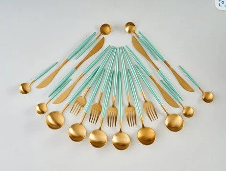 Regal Green and Gold 4-Piece Premium Spoon Set