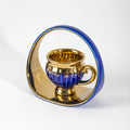 Gold/Blue Coffee Set of 6Pcs W/Handled Plate