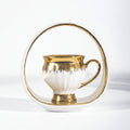 Gold/Beige Coffee Set of 6Pcs W/Handled Plate