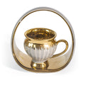 Gold/Grey Coffee Set of 6Pcs W/Handled Plate