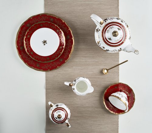 Red German Tea Set of 24 Pcs