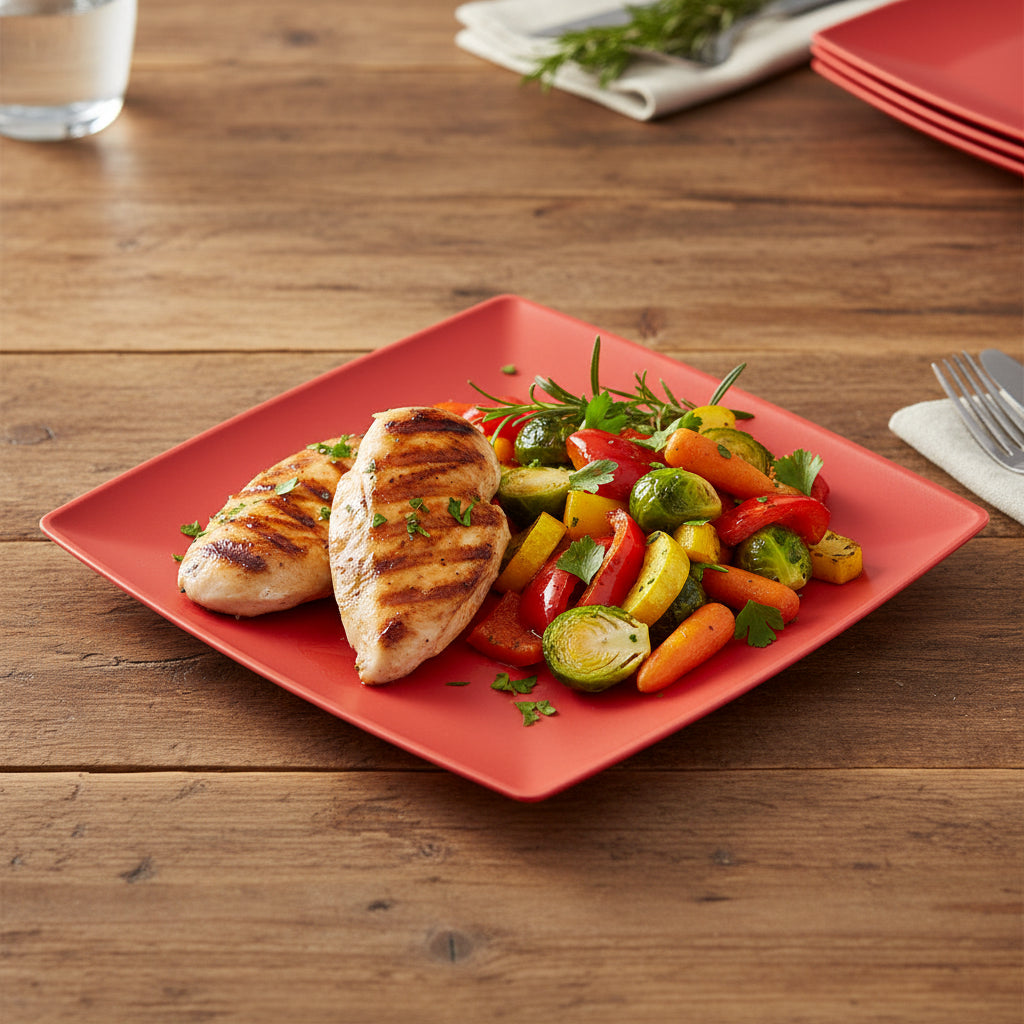 Zahraa Red Squared Dessert Plate (20cm)