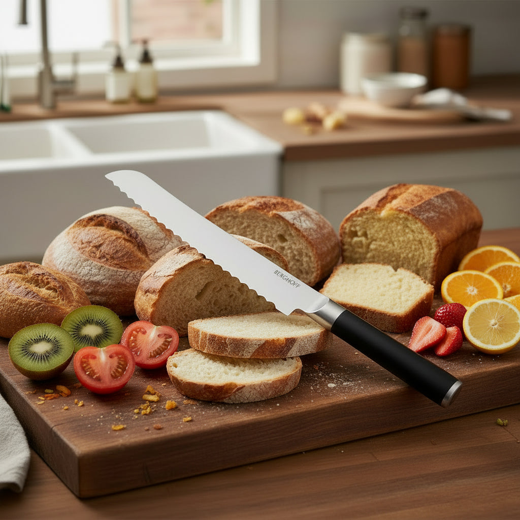 Sleek Gray Stainless Steel Bread Knife (20cm)