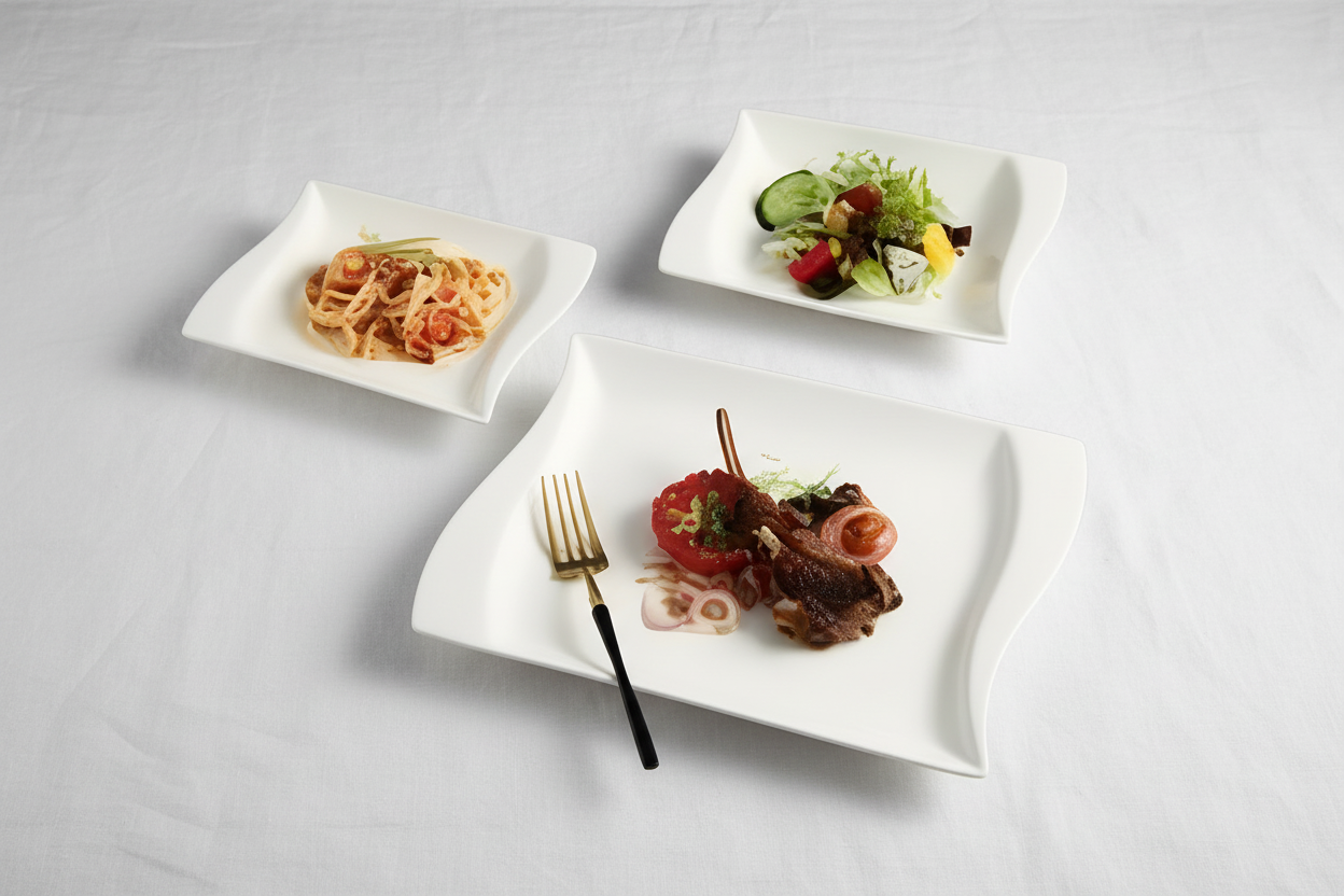 White Ceramic Wavy Dinner Set 18 Pcs