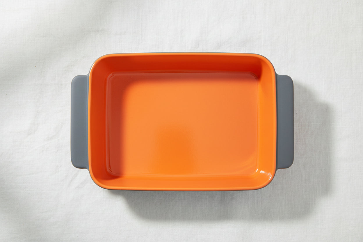Porcelain Orange Rectangular Large Tajine 35x20cm
