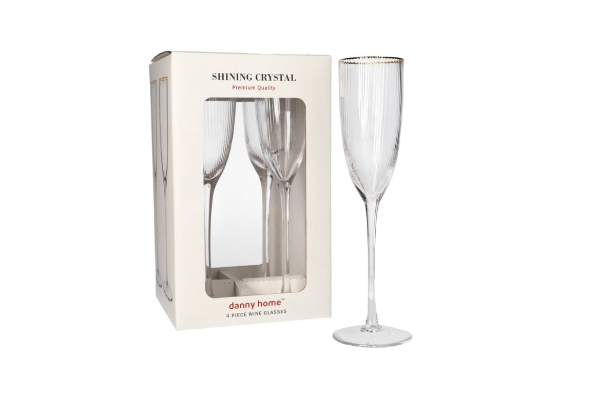 Opulent Shining Crystal 4-Piece Striped Sherbet & Champagne Glass Set (26cm)
