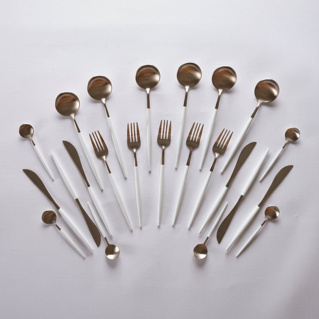 Modern Stainless Steel Spoon Set (24-Piece - Alpine White Edition)