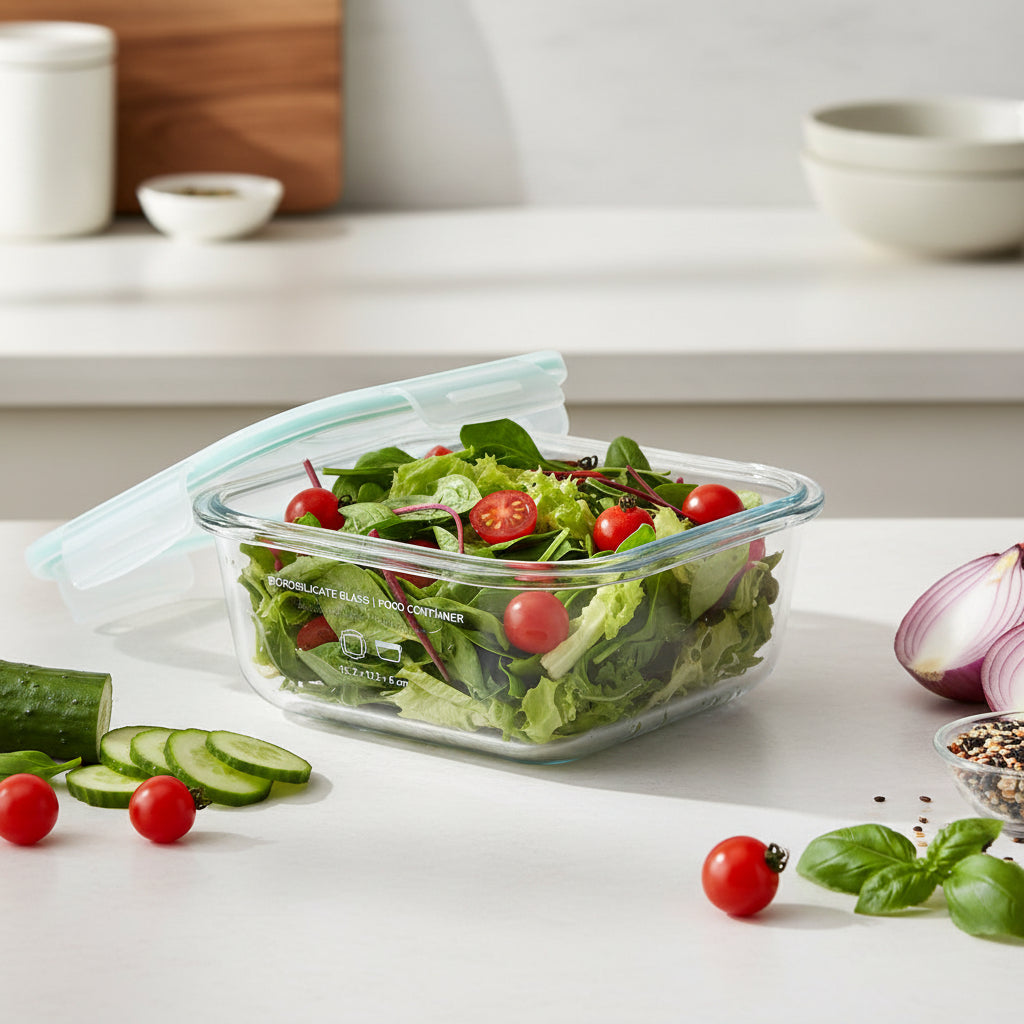 Danny Home Premium Airtight Borosilicate Square Food Container (750ml)