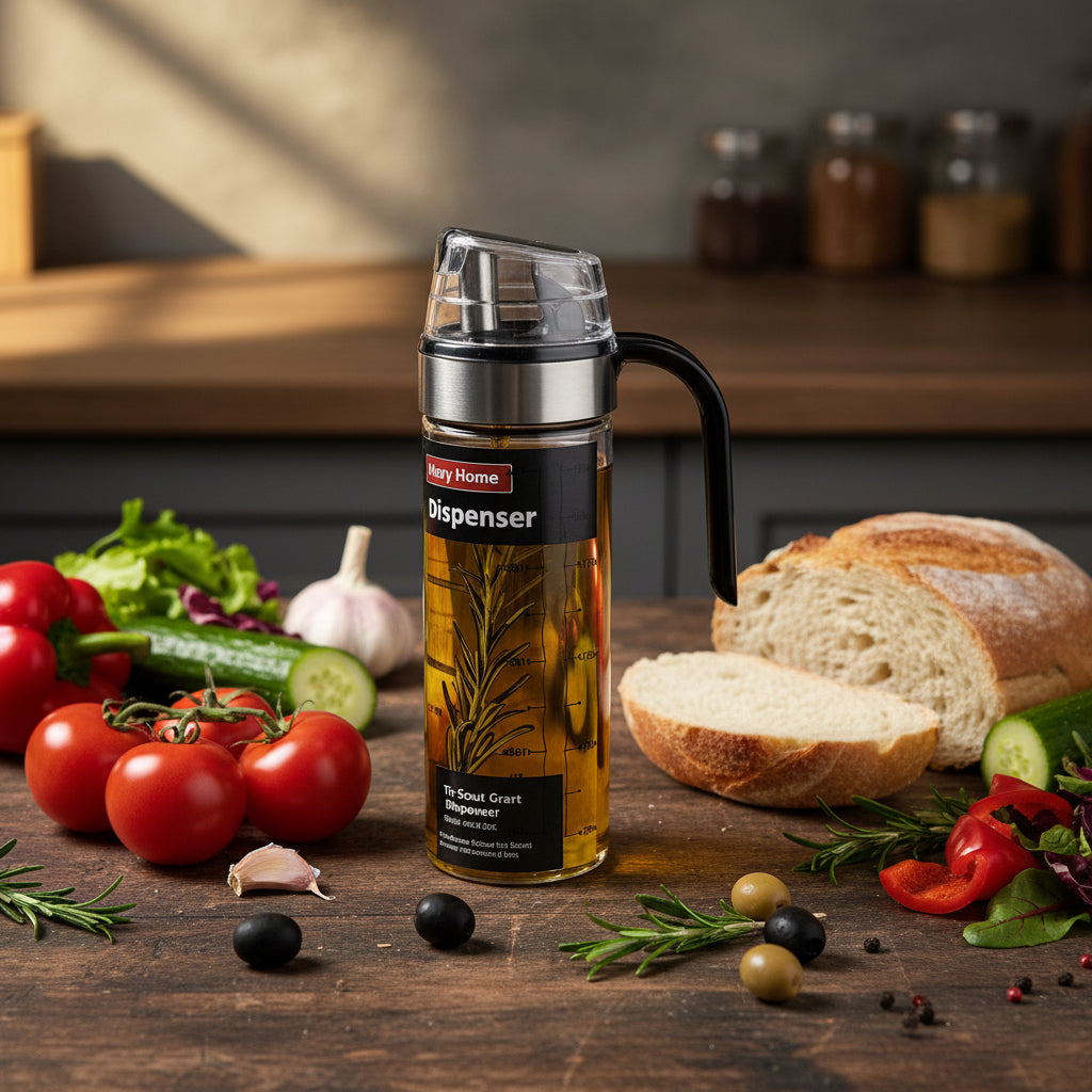 Modern Glass Oil Dispenser Bottle with Precision Pourer (750ml)