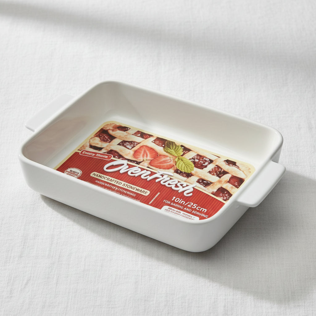 Elegant Artisanal Porcelain Casserole Dish with Protective Lid