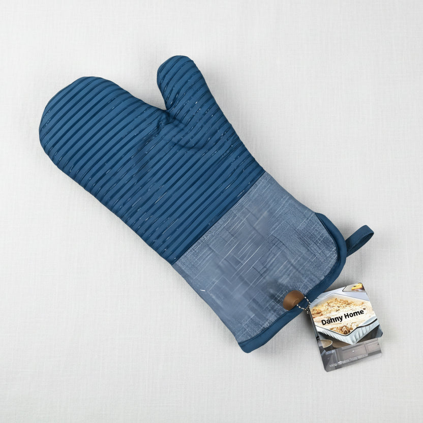 Blue Long Silicone Oven Gloves