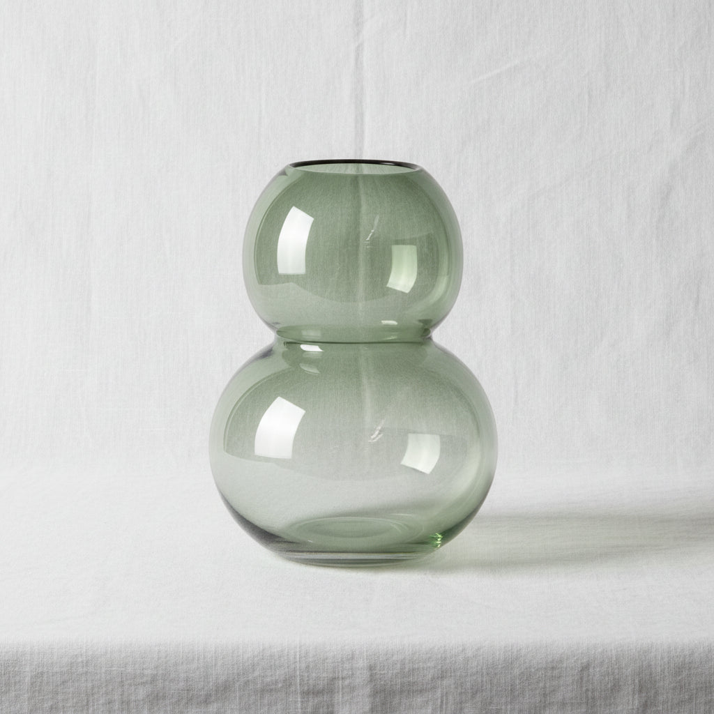 Enchanting Emerald Green Bubble Glass Decorative Flower Vase (18cm)