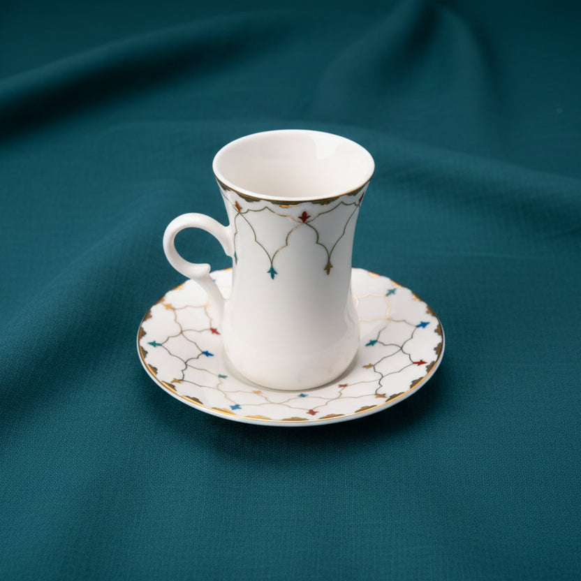 Rosa Zina Istikana Tea Cup with Plate Set 6-Pieces