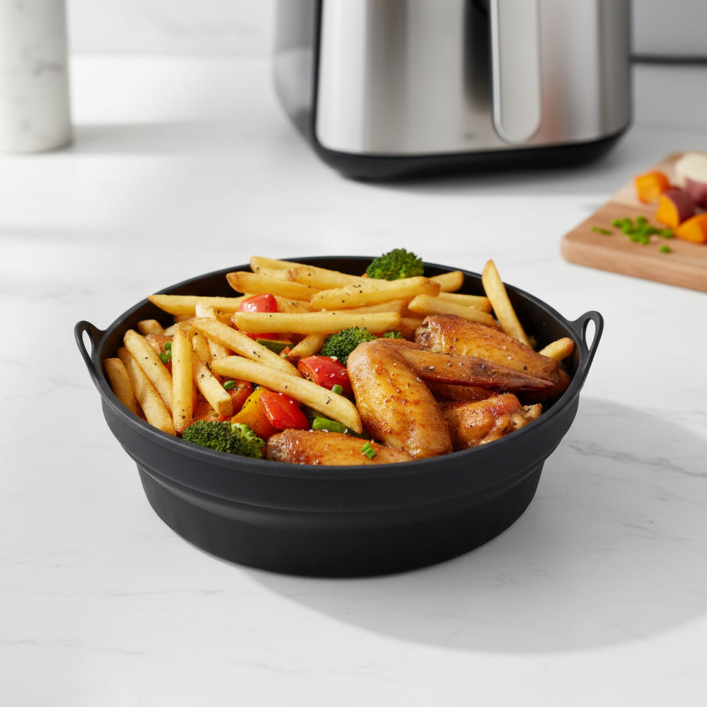 Premium Upgraded Silicone Air Fryer Liner (7.8" / Black)
