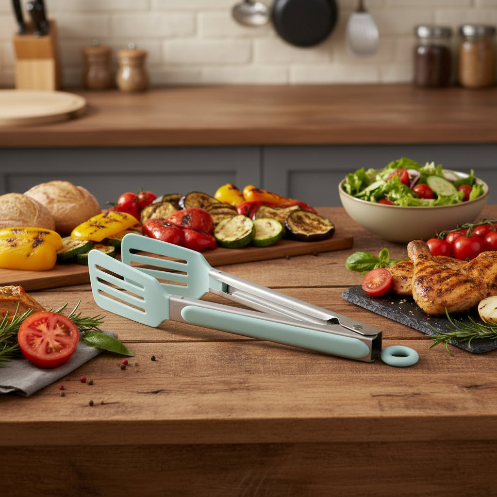 Plastic Head Slotted Food Tong