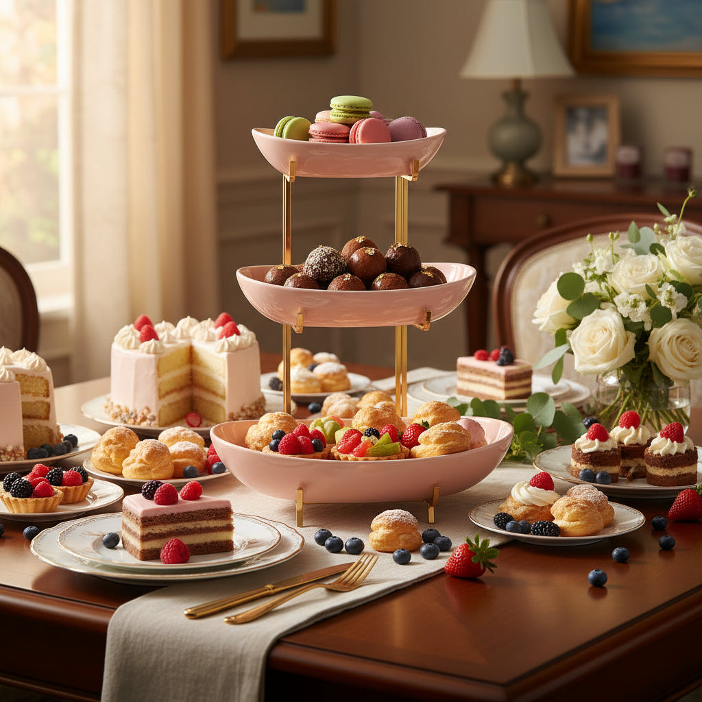 The Minimalist Hospitality Pavilion (3-Tier Pink Stainless Serving Tray)