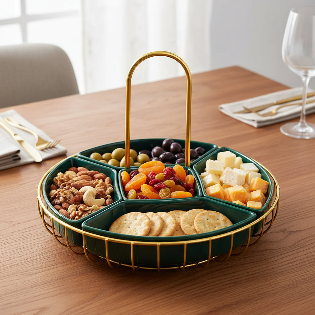 Regal Dark Green Porcelain Circular Nut & Snack Plate (25cm)