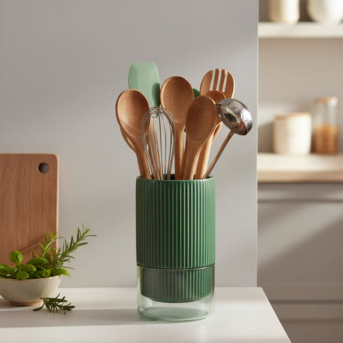 Charming Pastel Pink Porcelain Kitchen Utensil Holder