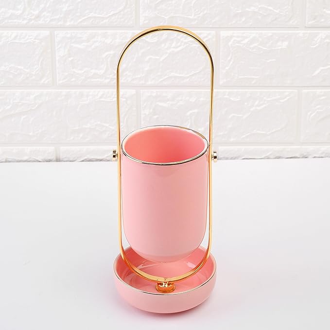 حامل أدوات المطبخ الخزفي الوردي