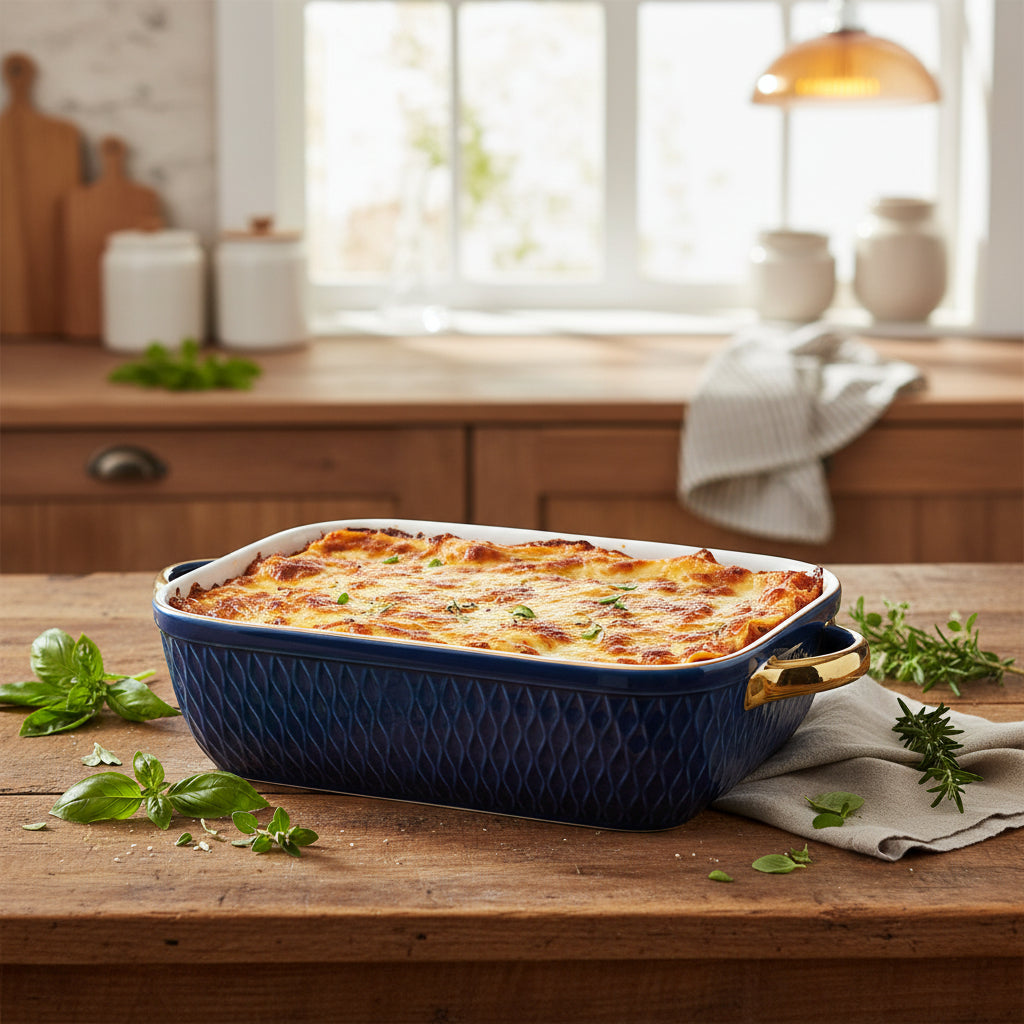 Sophisticated White Porcelain Rectangular Casserole Dish