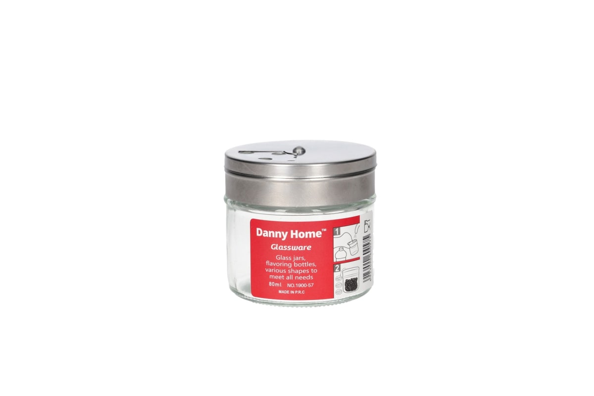 Sleek Modern 80ml Glass Spice Jar with Stainless Steel Lid