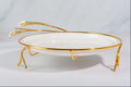 Opulent Round Lotus Flower Sweet Tray with Metallic Gold Handles and Bases