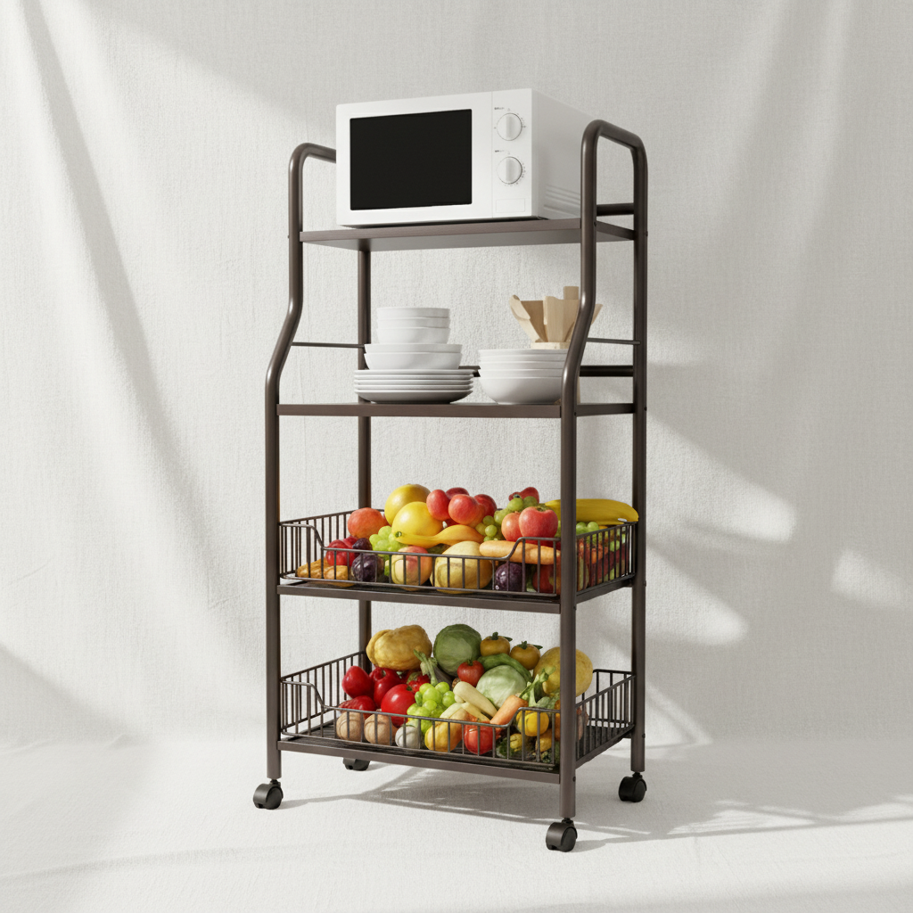 4 Tier Black Storage Metal Rack