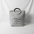 Grey Storage Bag W/Wooden Handle