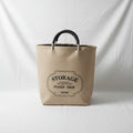 Beige Storage Bag W/Wooden Handle