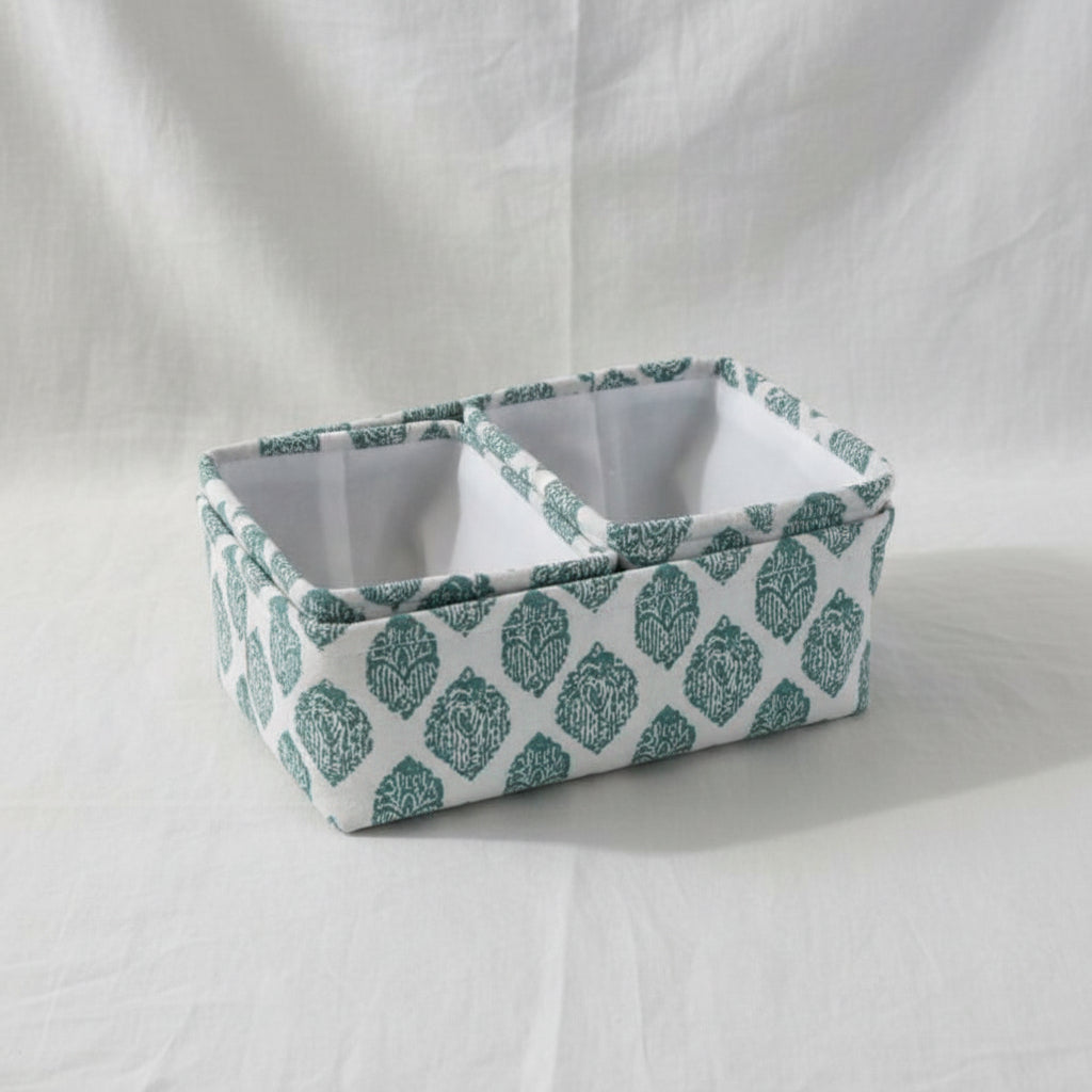 Blue Storage Baskets Mixed Sizes W/Wooden Handle Set of 3