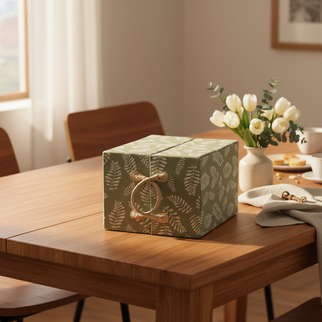Vibrant Green Mixed Pattern Decorative Storage Box & Organizer