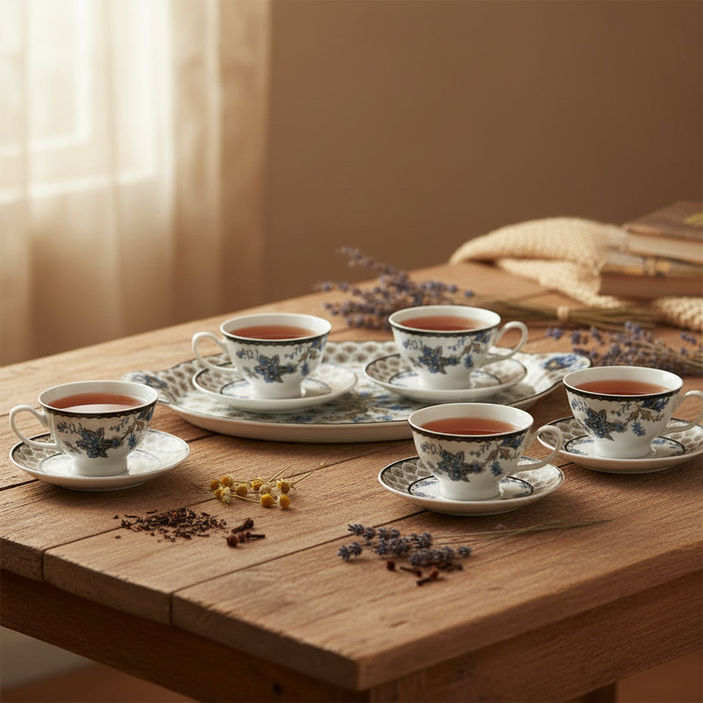 طقم شاي تركي فاخر من 6 قطع