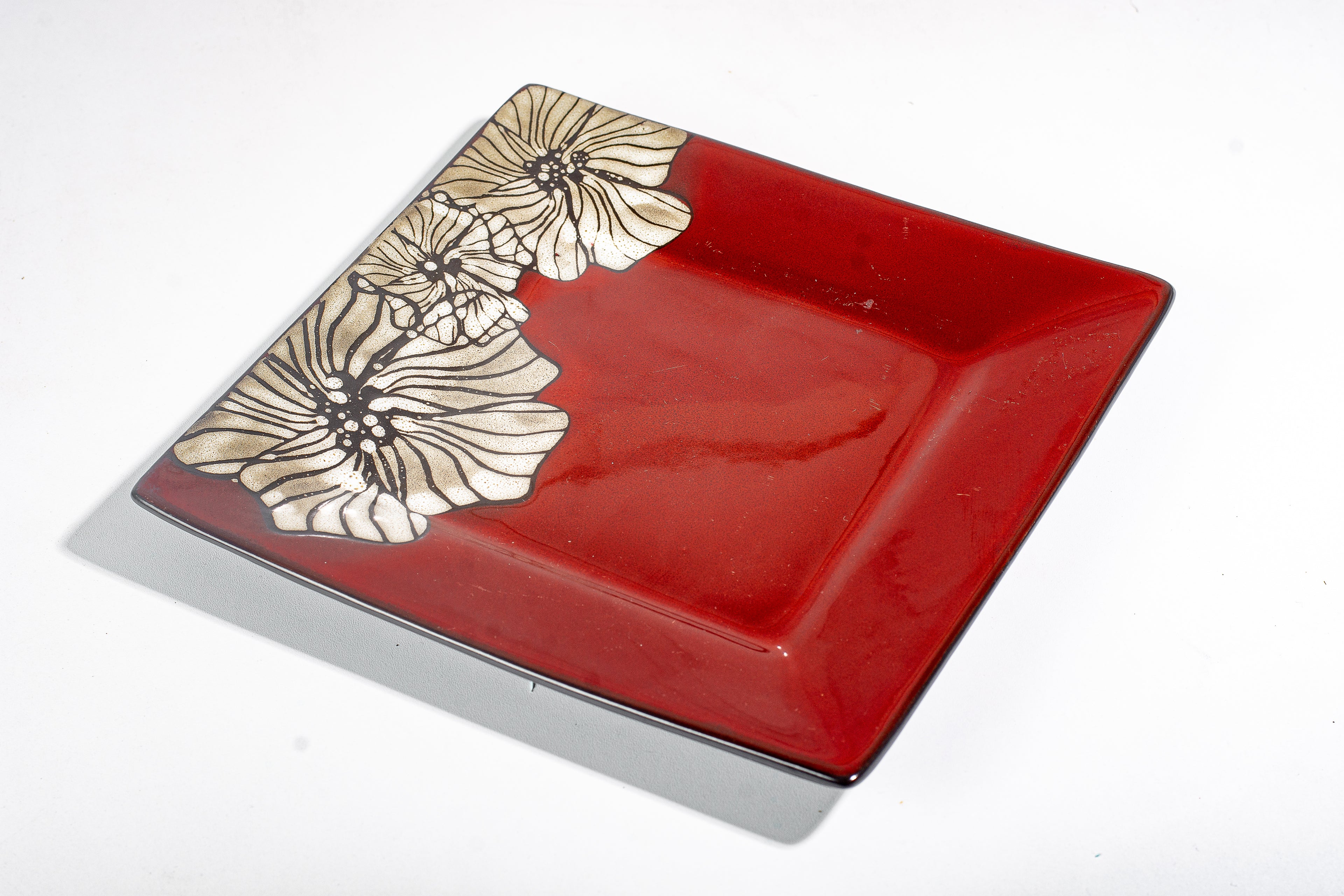 Zahraa Red Squared Dinner Plate 27cm