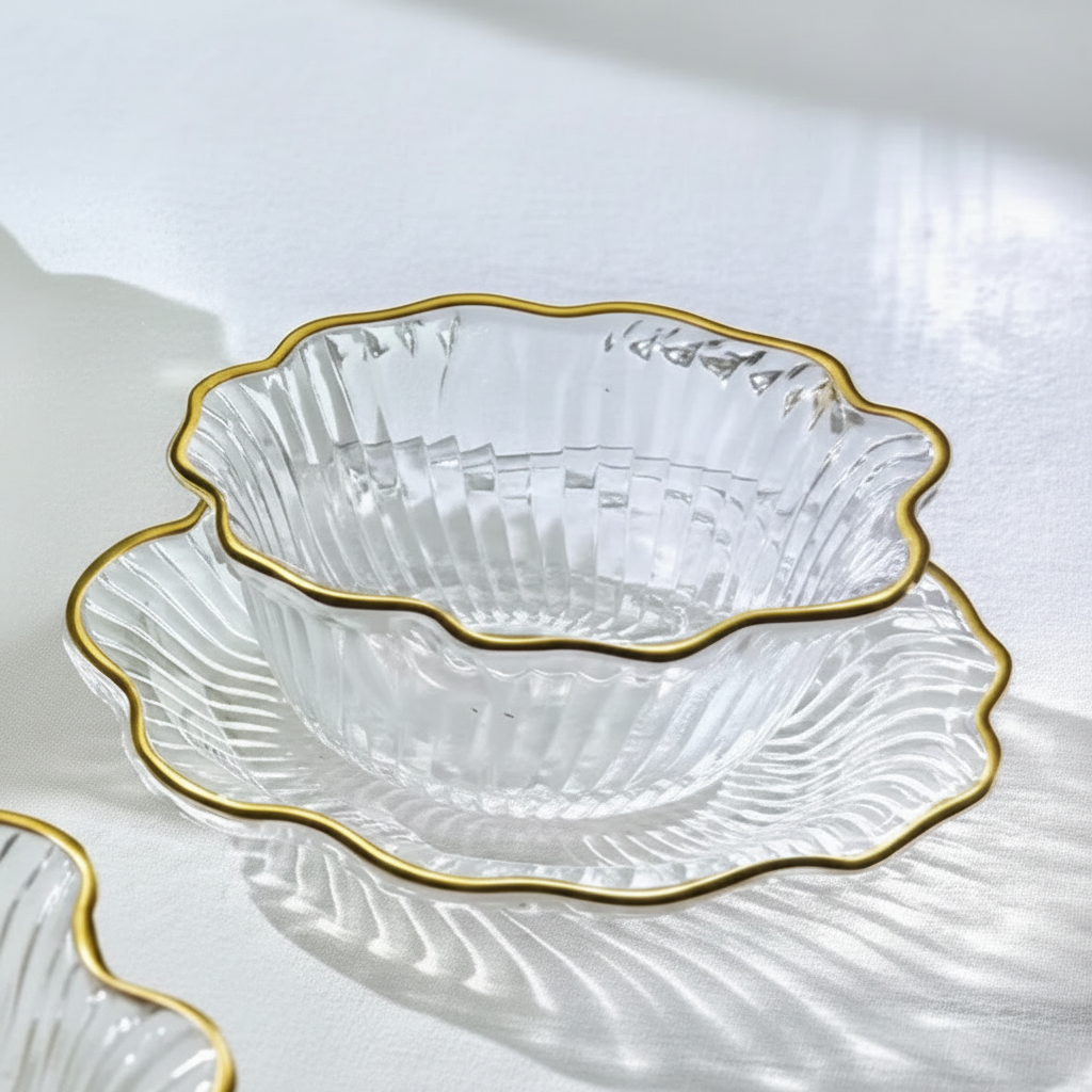 The Minimalist Hospitality Pavilion (Gold Trim Soup Bowl W/Plate Set of 6 Pcs)