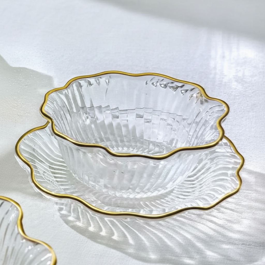 The Minimalist Hospitality Pavilion (Gold Trim Soup Bowl W/Plate Set of 6 Pcs)