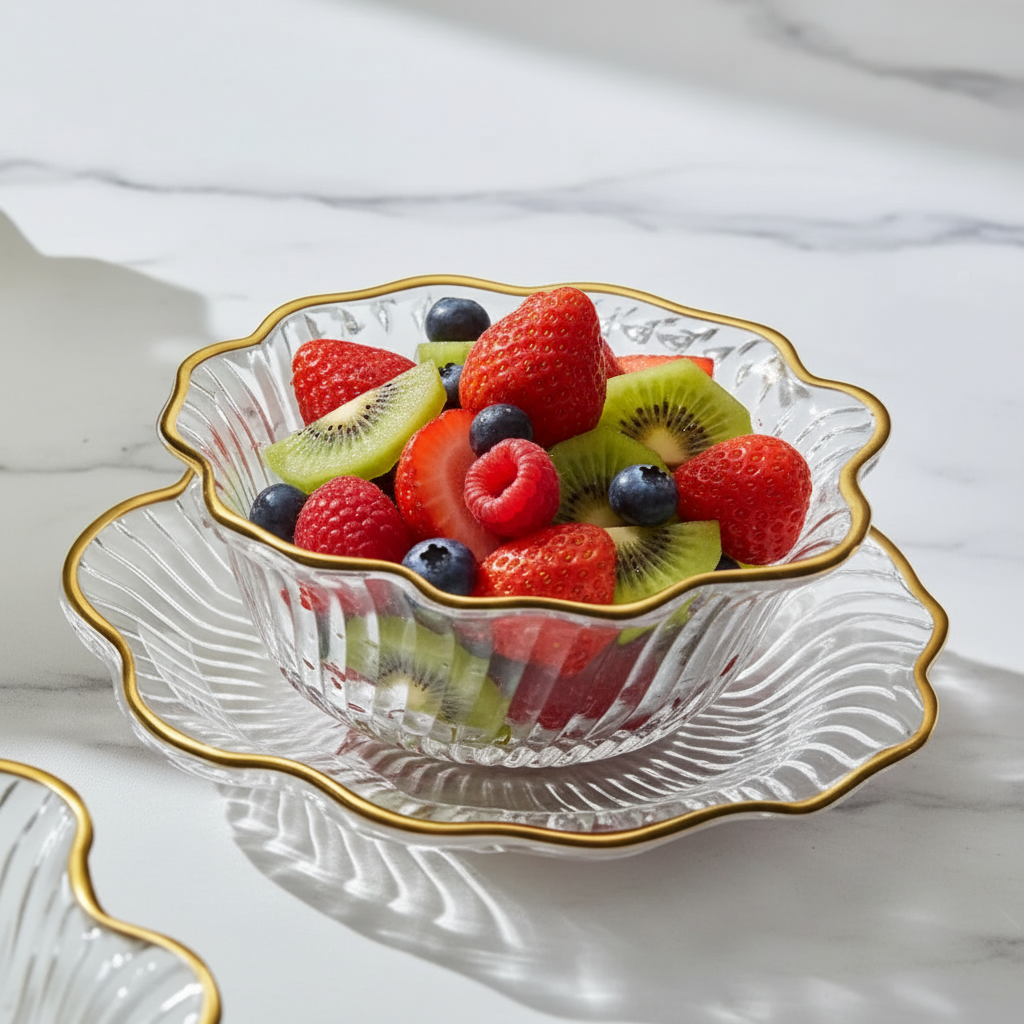 The Minimalist Hospitality Pavilion (Gold Trim Soup Bowl W/Plate Set of 6 Pcs)
