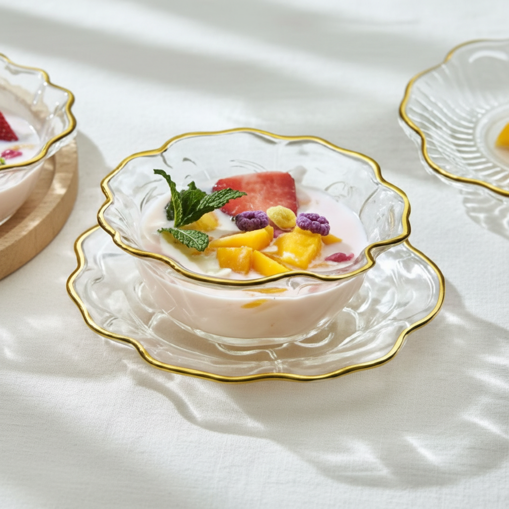 The Minimalist Hospitality Pavilion (Gold Trim Soup Bowl W/Plate Set of 6 Pcs)