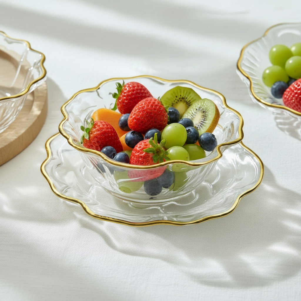 The Minimalist Hospitality Pavilion (Gold Trim Soup Bowl W/Plate Set of 6 Pcs)