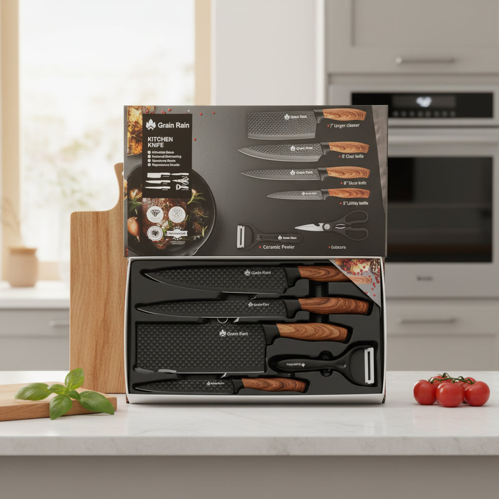 Premium Grain Rain 6-Piece Professional Kitchen Knife Set