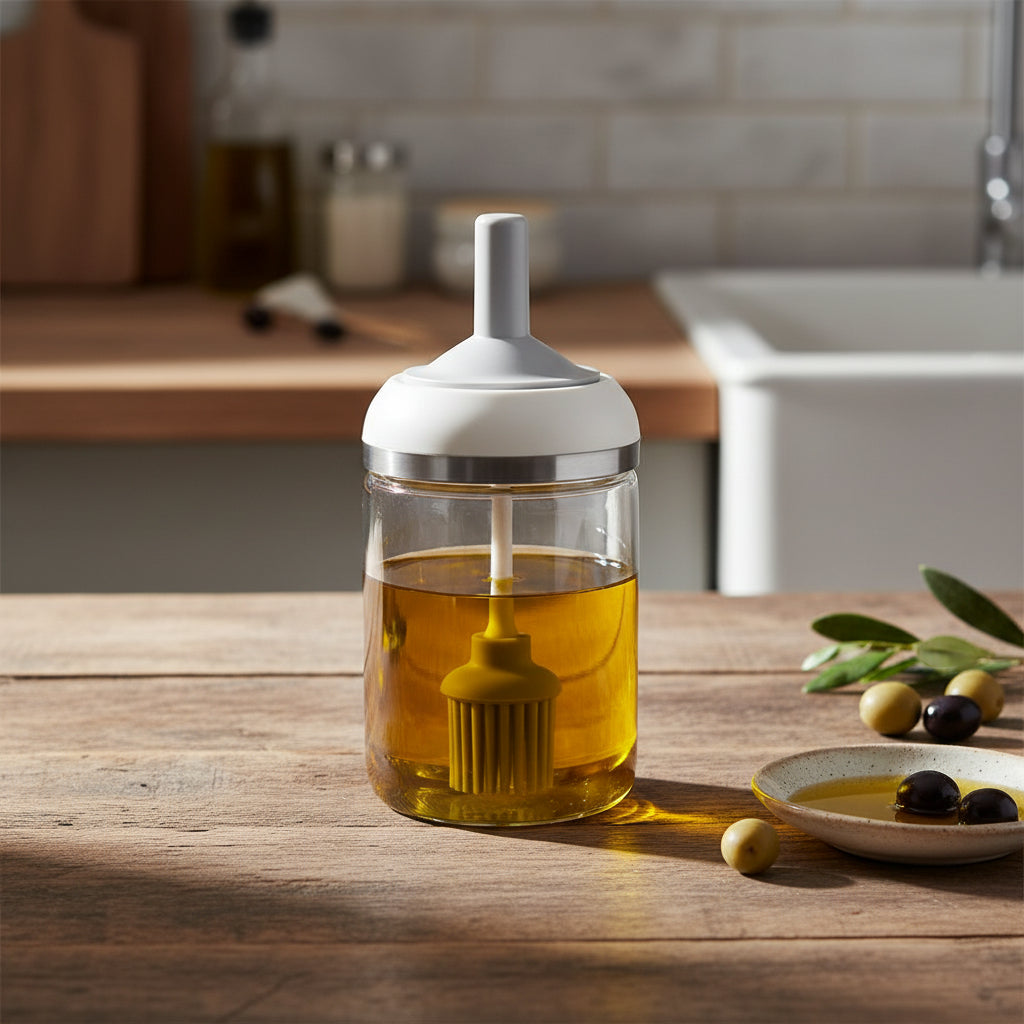 Glass Oil Bottle with Lid/Brush