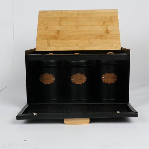 Set of 3 Canisters W/Bread Box