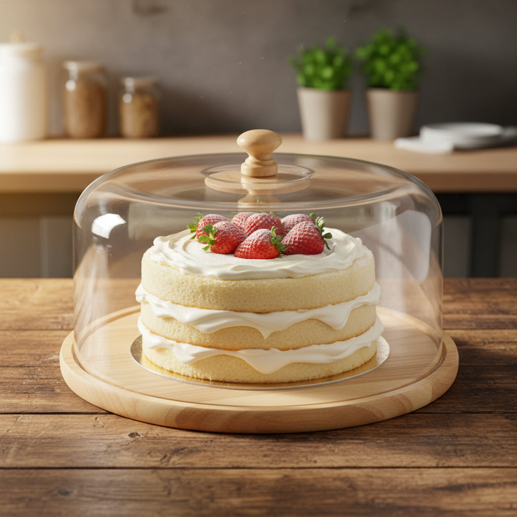 The Minimalist Grand Stage (Round Cake Plate With Glass Container 23cm)