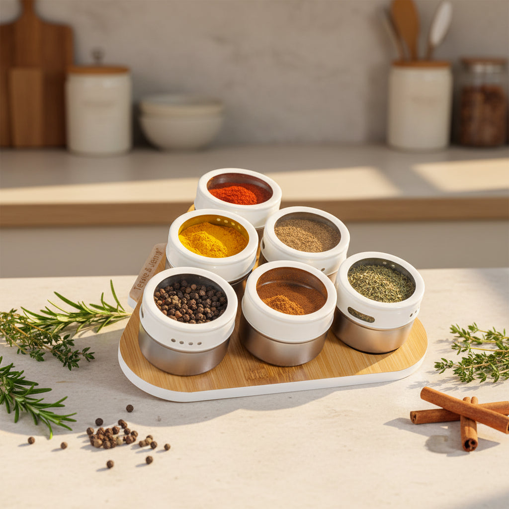Tessie & Jessie Premium Glass Spice Organization Set